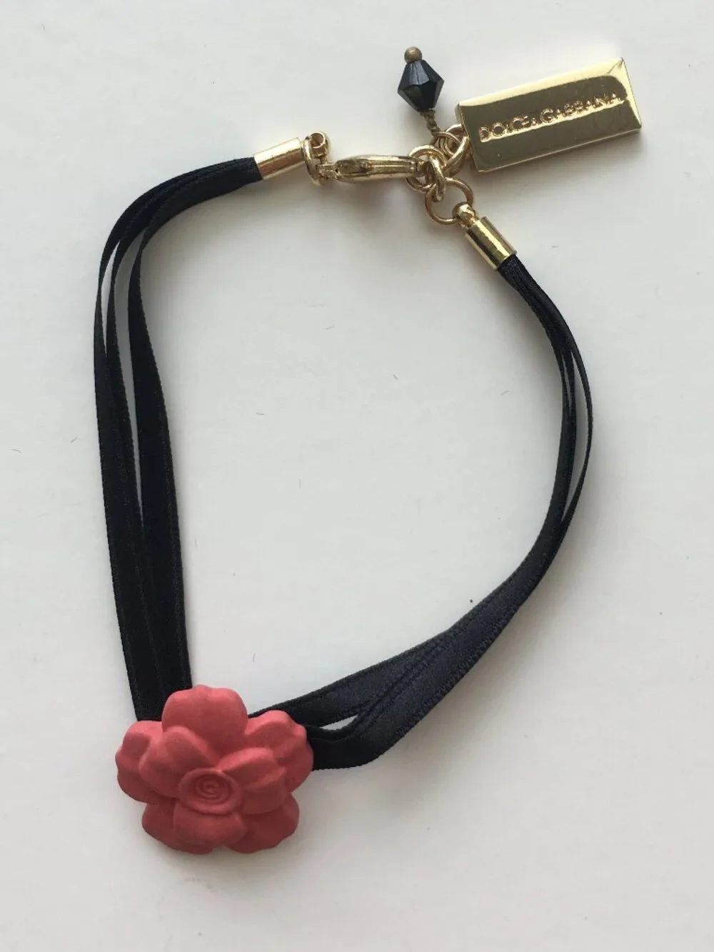 ✨DOLCE & GABBANA Rose Camellia Bracelet Floral Love Logo + Velvet Pouch +Box NEW